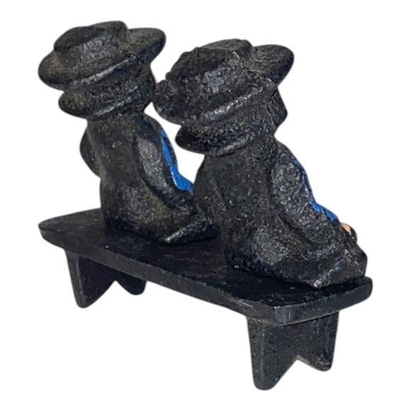 Vintage John Wright Cast Iron Amish 2 Boys on Bench 1997 Hand Painted Figurines - Picture 6 of 11